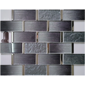 Mosaïque de mosaïque en verre laminé mélange violet en argent électroplaté